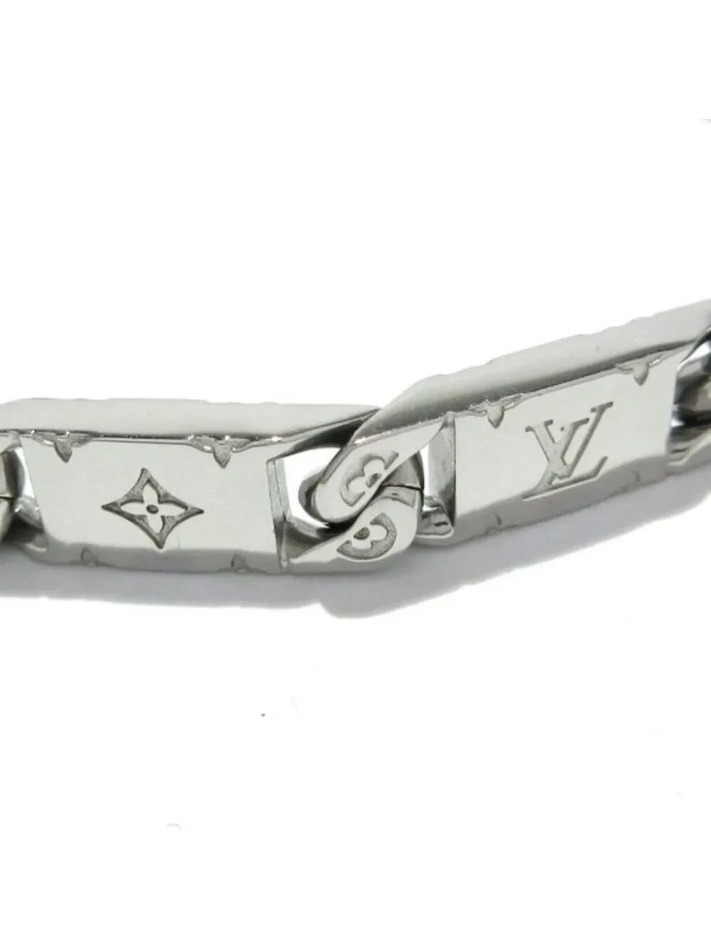 100% Authentic LOUIS VUITTON Monogram Tied Up Silver Bracelet